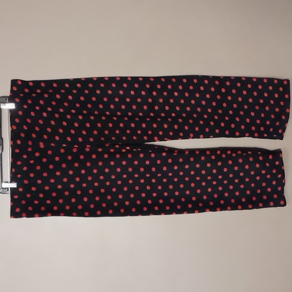 Climate Right Black Fleece Pajama Pants w Pink Polka Dots 2X